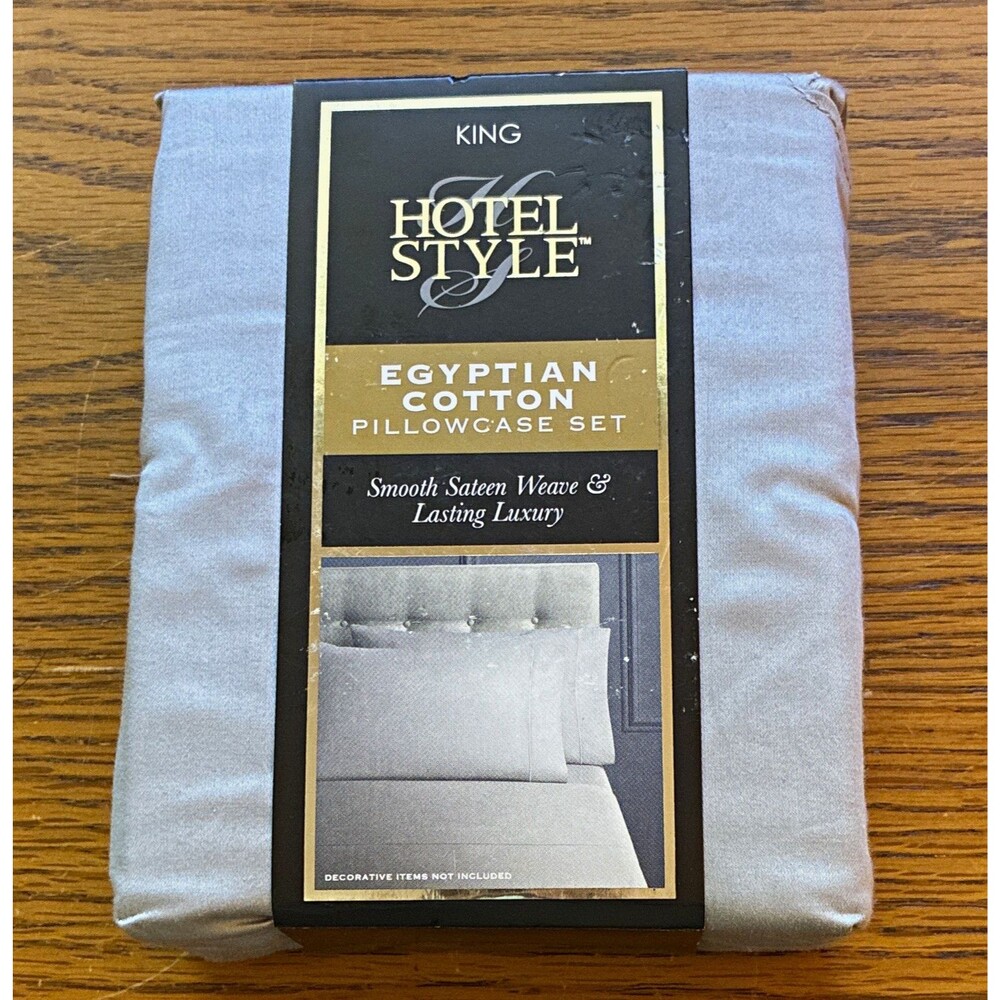 2 Hotel Style Egyptian Cotton Pillowcases King size Mouse Gray 600 TC Solid
